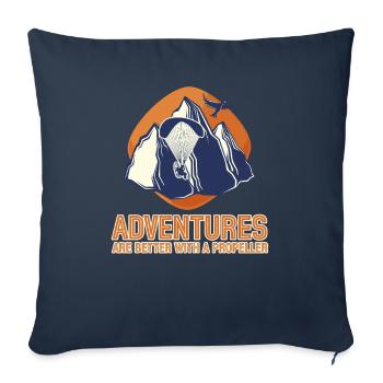 Les aventures sont meilleures avec une hélice - Housse de coussin décorative 45 x 45 cm - bleu marine - Devant
