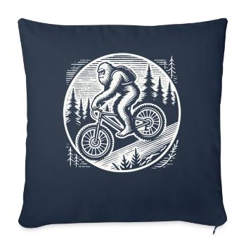Aventure à vélo Bigfoot dans les bois - Housse de coussin décorative 45 x 45 cm - bleu marine - Devant