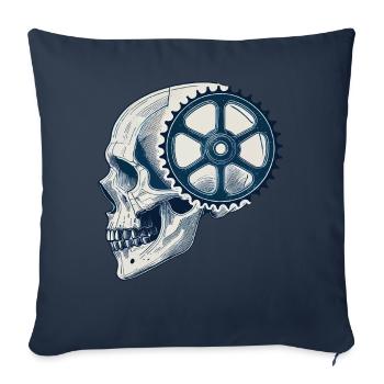 Crâne d’amateur de vélo avec équipement pour le cyclisme - Housse de coussin décorative 45 x 45 cm - bleu marine - Devant