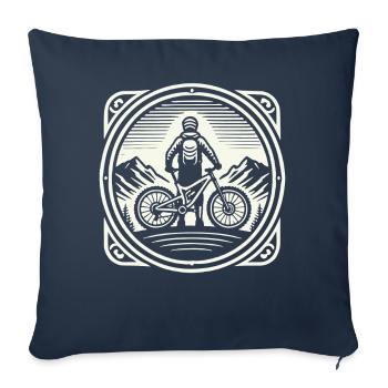 VTT Aventure Vélo Paysage de montagne - Housse de coussin décorative 45 x 45 cm - bleu marine - Devant