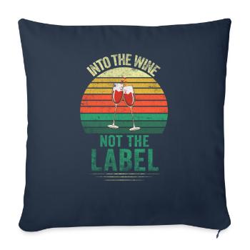 Dans le vin, pas dans l’étiquette Vintage - Housse de coussin décorative 45 x 45 cm - bleu marine - Devant