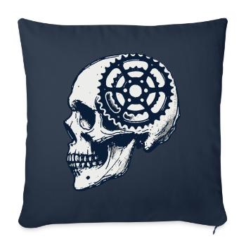 Vélo Crâne VTT Art pour les cyclistes - Housse de coussin décorative 45 x 45 cm - bleu marine - Devant