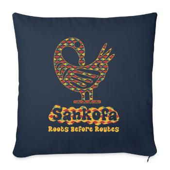 Symbole Sankofa Adinkra Ghana Noir - Housse de coussin décorative 45 x 45 cm - bleu marine - Devant