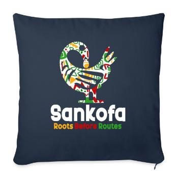Symbole Sankofa Adinkra Ghana Noir - Housse de coussin décorative 45 x 45 cm - bleu marine - Devant