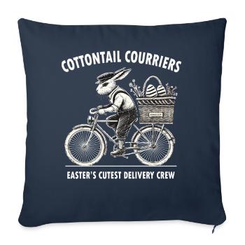 Lapin de Pâques Rétro Vintage Style Cottagecore - Housse de coussin décorative 45 x 45 cm - bleu marine - Devant