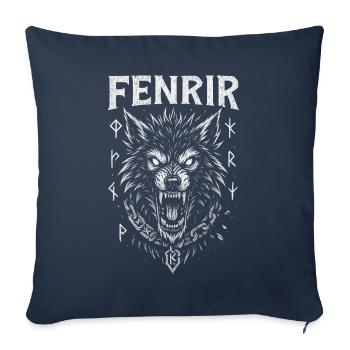 Fenrir – Loup du Crépuscule des Dieux - Housse de coussin décorative 45 x 45 cm - bleu marine - Devant