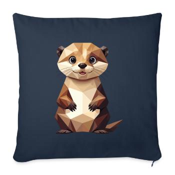 Polygone de loutre - Animal mignon - Housse de coussin décorative 45 x 45 cm - bleu marine - Devant