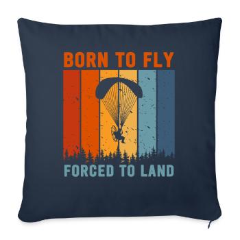 Born To Fly Forcé D’atterrir Paramoteur - Housse de coussin décorative 45 x 45 cm - bleu marine - Devant