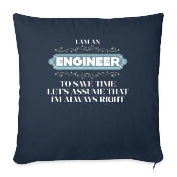 Je suis un ingénieur J’ai toujours raison - Housse de coussin décorative 45 x 45 cm - bleu marine - Devant