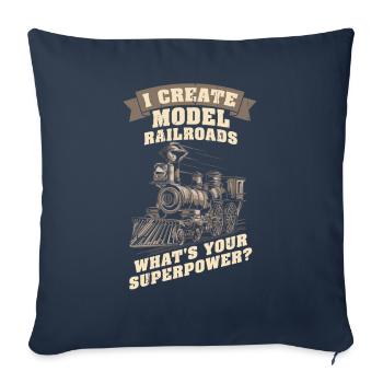I Create Model Railroads Superpower - Sofa pillowcase 17,3'' x 17,3'' (45 x 45 cm) - navy - Front