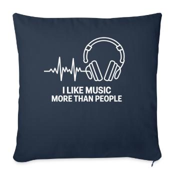 Lifeline J’aime la musique plus que les gens - Housse de coussin décorative 45 x 45 cm - bleu marine - Devant
