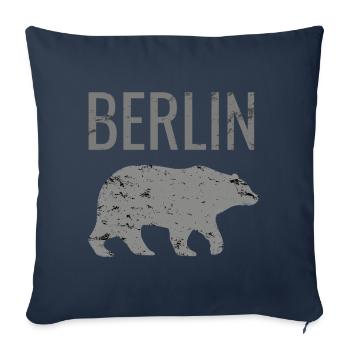 Berlin avec l’ours ours comme Berlin Rengain - Housse de coussin décorative 45 x 45 cm - bleu marine - Devant