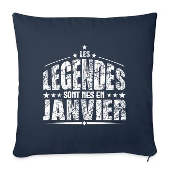 Janvier | les Légendes sont nés en Janvier Anniver - Housse de coussin décorative 45 x 45 cm - bleu marine - Devant