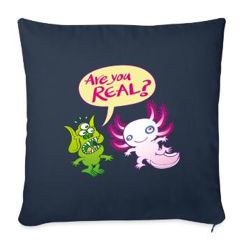 Alien surpris se demande si l'axolotl est réel - Housse de coussin décorative 45 x 45 cm - bleu marine - Devant