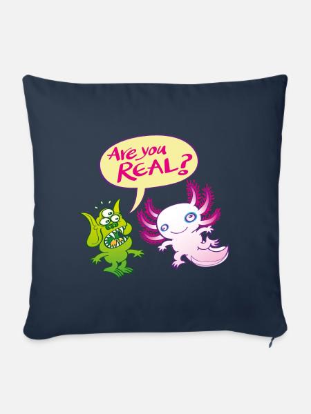 Alien surprised wonders if the axolotl is real - Sofa pillowcase 17,3'' x 17,3'' (45 x 45 cm) - navy