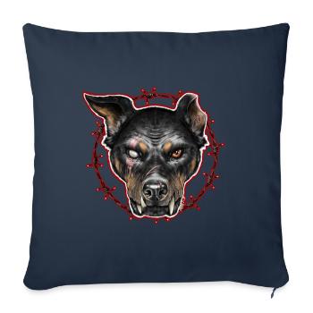 CHARIVARI Dog - Stray dog Beauceron - - Housse de coussin décorative 45 x 45 cm - bleu marine - Devant