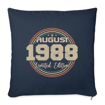 Millésime Né(e) Août 1988 Cadeau Anniversaire 1988 - Housse de coussin décorative 45 x 45 cm - bleu marine - Devant
