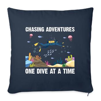 Plongée Aventure Plongeurs Mer Océan - Housse de coussin décorative 45 x 45 cm - bleu marine - Devant