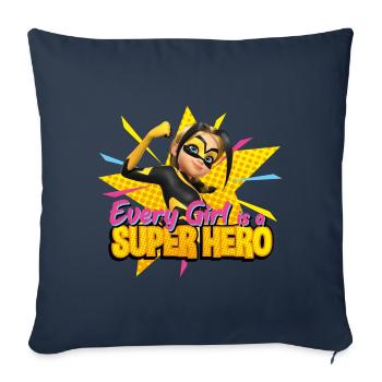 Miraculous Chaque Fille Est Une Super Héros - Housse de coussin décorative 45 x 45 cm - bleu marine - Devant