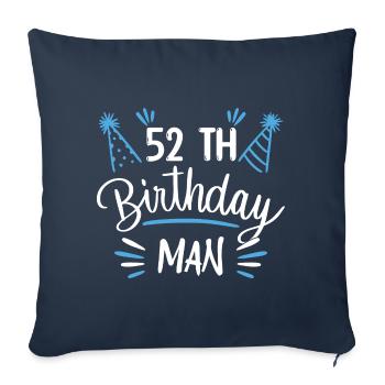 52 ans - cadeau d'anniversaire 52 ans - Housse de coussin décorative 45 x 45 cm - bleu marine - Devant