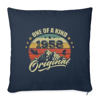 1958 Anniversaire vintage 1958 rétro né en 1958 - Housse de coussin décorative 45 x 45 cm - bleu marine - Devant