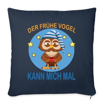 Early Bird Can Me Times Owl Coffee Morning Muffle - Sofa pillowcase 17,3'' x 17,3'' (45 x 45 cm) - navy - Front