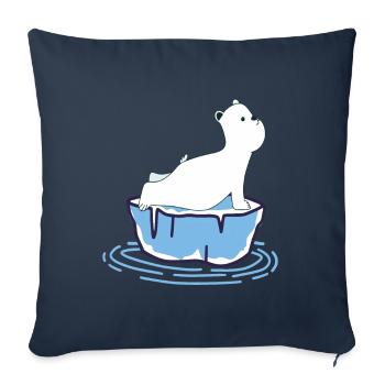 Yoga Ours polaire - Housse de coussin décorative 45 x 45 cm - bleu marine - Devant