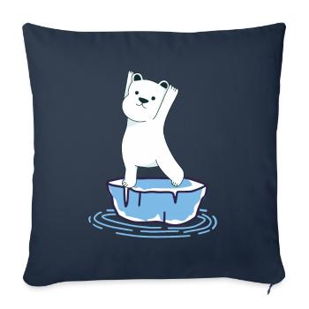 Yoga Ours polaire - Housse de coussin décorative 45 x 45 cm - bleu marine - Devant