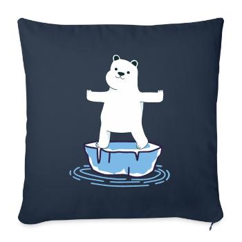 Yoga Ours polaire - Housse de coussin décorative 45 x 45 cm - bleu marine - Devant