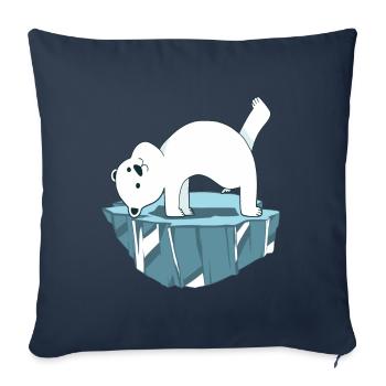 Yoga Ours polaire - Housse de coussin décorative 45 x 45 cm - bleu marine - Devant