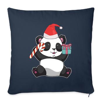Panda de Noël - Housse de coussin décorative 45 x 45 cm - bleu marine - Devant