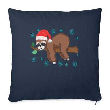 Paresseux de Noël - Housse de coussin décorative 45 x 45 cm - bleu marine - Devant