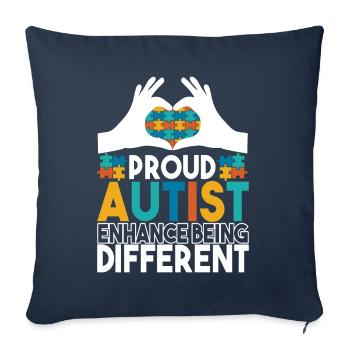 Autisme autistique Autiste - Housse de coussin décorative 45 x 45 cm - bleu marine - Devant
