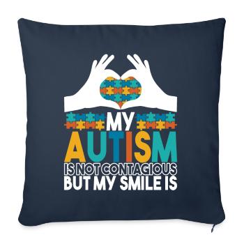 Autisme autistique Autiste - Housse de coussin décorative 45 x 45 cm - bleu marine - Devant