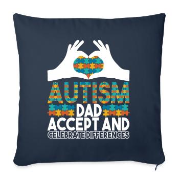 Autisme autistique Papa Autiste - Housse de coussin décorative 45 x 45 cm - bleu marine - Devant