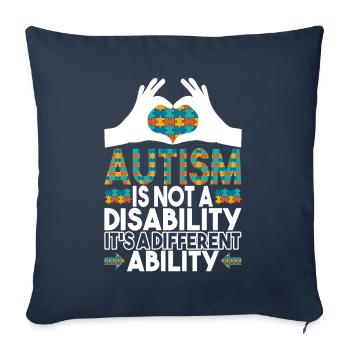 Autisme autistique Autiste - Housse de coussin décorative 45 x 45 cm - bleu marine - Devant
