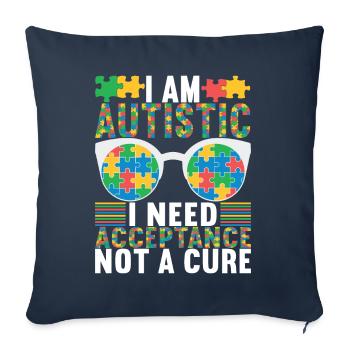 Autisme autistique Autiste - Housse de coussin décorative 45 x 45 cm - bleu marine - Devant