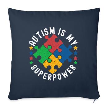 Autisme autistique Autiste - Housse de coussin décorative 45 x 45 cm - bleu marine - Devant