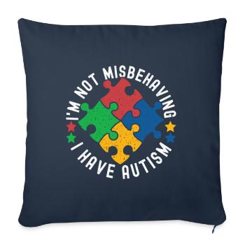 Autisme autistique Autiste - Housse de coussin décorative 45 x 45 cm - bleu marine - Devant