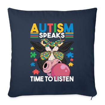 Autisme autistique Autiste - Housse de coussin décorative 45 x 45 cm - bleu marine - Devant