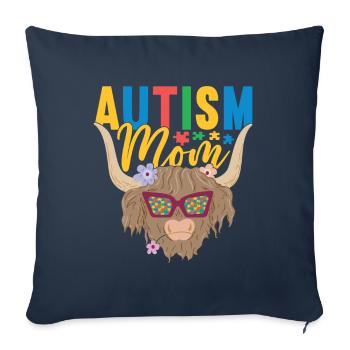 Autisme autistique Autiste - Housse de coussin décorative 45 x 45 cm - bleu marine - Devant