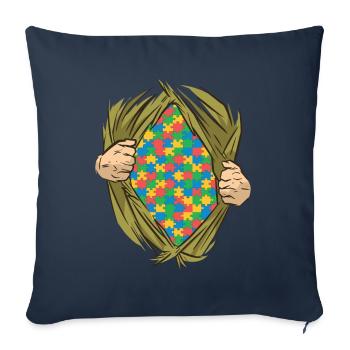 Autisme autistique Autiste - Housse de coussin décorative 45 x 45 cm - bleu marine - Devant