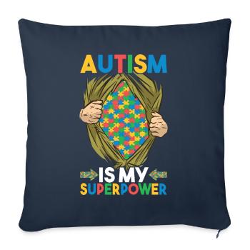 Autisme autistique Autiste - Housse de coussin décorative 45 x 45 cm - bleu marine - Devant