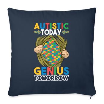 Autisme autistique Autiste - Housse de coussin décorative 45 x 45 cm - bleu marine - Devant