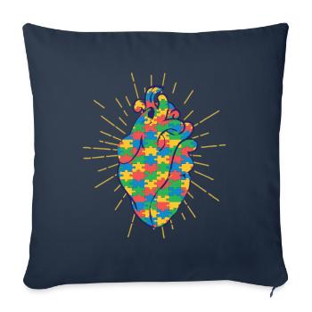 Autisme autistique Autiste - Housse de coussin décorative 45 x 45 cm - bleu marine - Devant