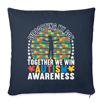 Autisme autistique Papa Autiste - Housse de coussin décorative 45 x 45 cm - bleu marine - Devant