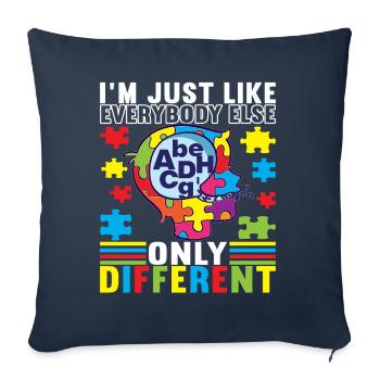 Autisme autistique Autiste - Housse de coussin décorative 45 x 45 cm - bleu marine - Devant