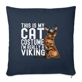 Wikinger Katze - Sofakissenbezug 45 x 45 cm - Navy - Vorne