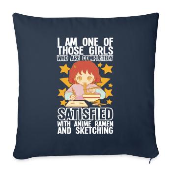Anime Girl Manga - Housse de coussin décorative 45 x 45 cm - bleu marine - Devant