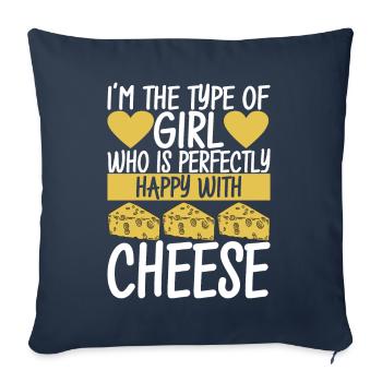 Amateurs de fromage Gouda - Housse de coussin décorative 45 x 45 cm - bleu marine - Devant